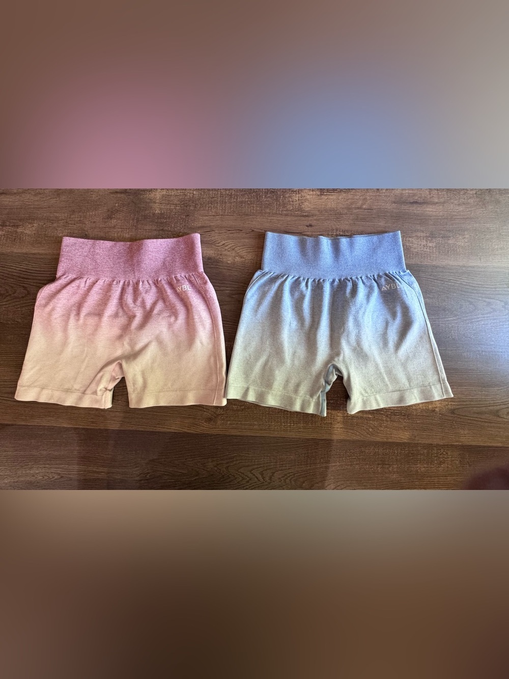 AYBL Ombre Knit Athletic Shorts — Pink & Light Blue Set